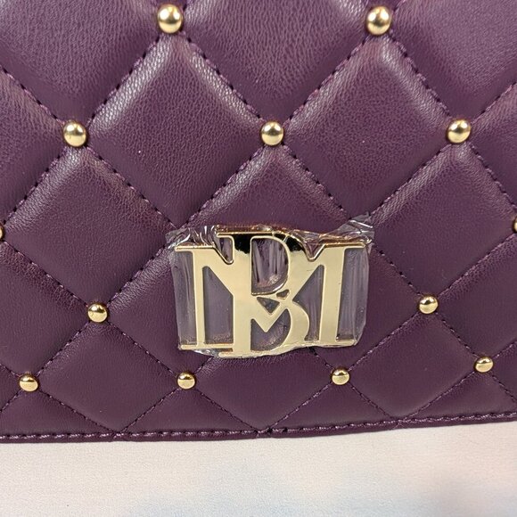 Badgley Mischka Diamond Quilted Purple Crossbody Bag with Gold Chain Strap NWT - Picture 3 of 15